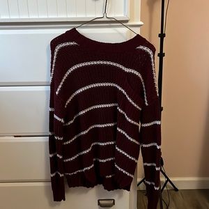 red and white striped american eagle sweater